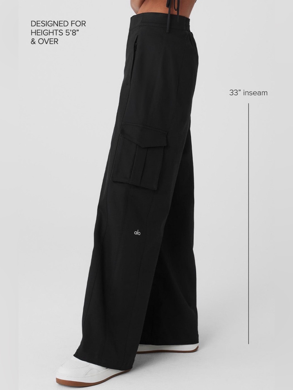 Alo Show Off Cargo Wide Leg Trouser (Long) - Black - Small - Picture 3 of 11
